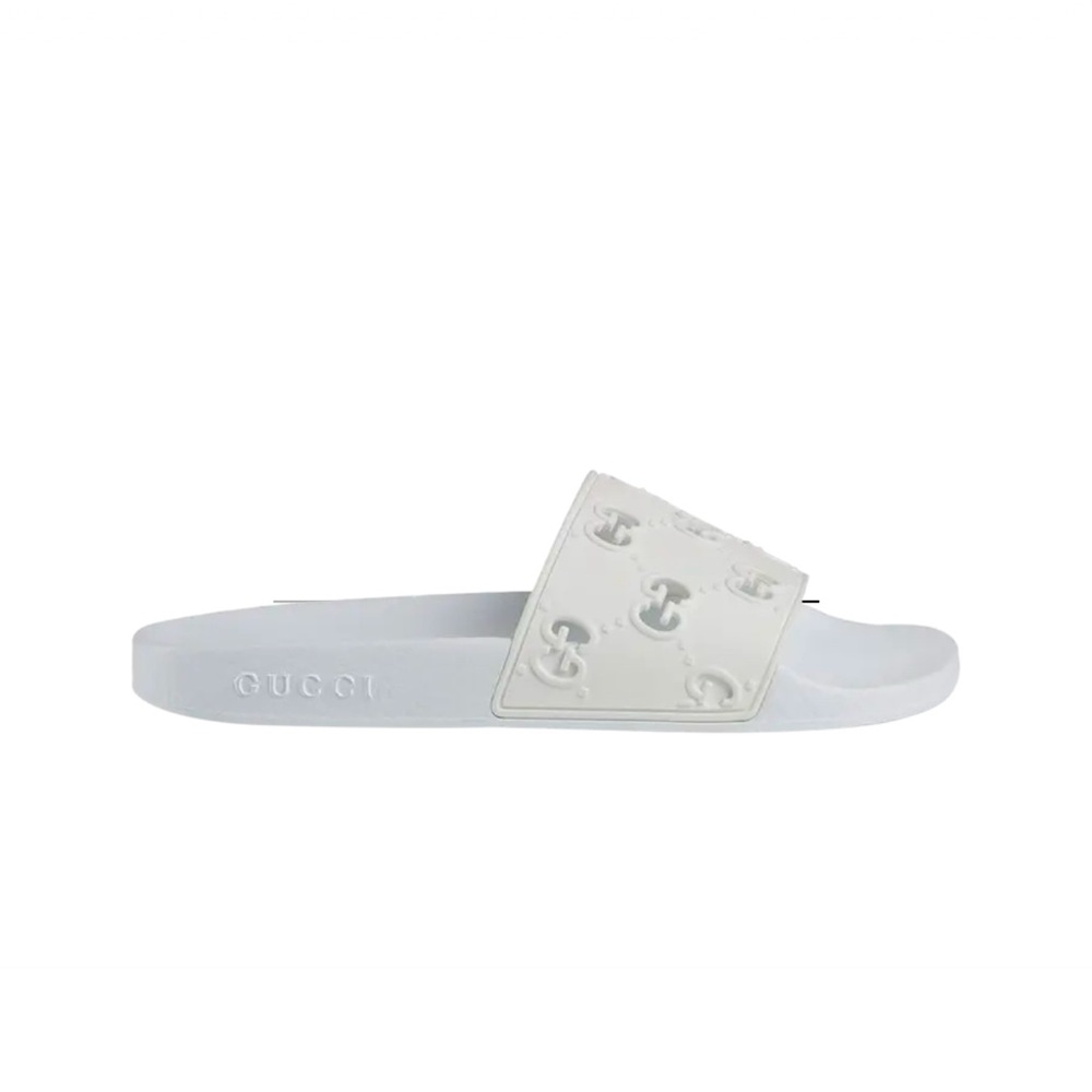 Gucci Wmns Rubber GG Slide 'White' Size 9